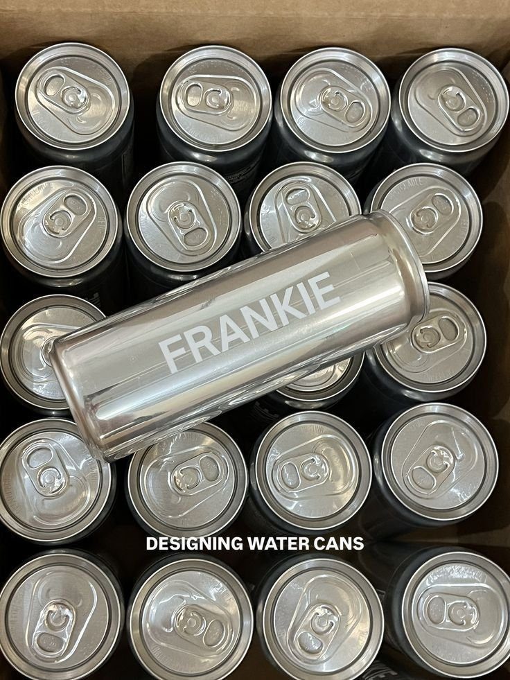 Silver can with a custom logo print